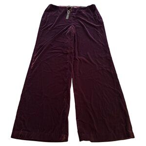 Black Label by Chico's Dark Purple Velvet Wide Leg Pants, Size 1 Regular NWT
